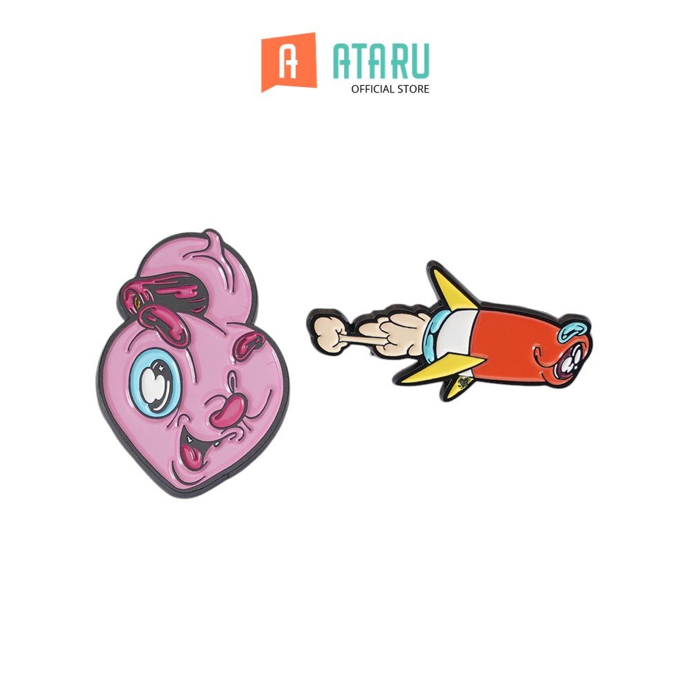 Ataru Fashion Set 2 Pcs Pin Enamel Muklay Bros Pin Lucu Aksesoris Hiasan Baju Tas Topi Brooch Access