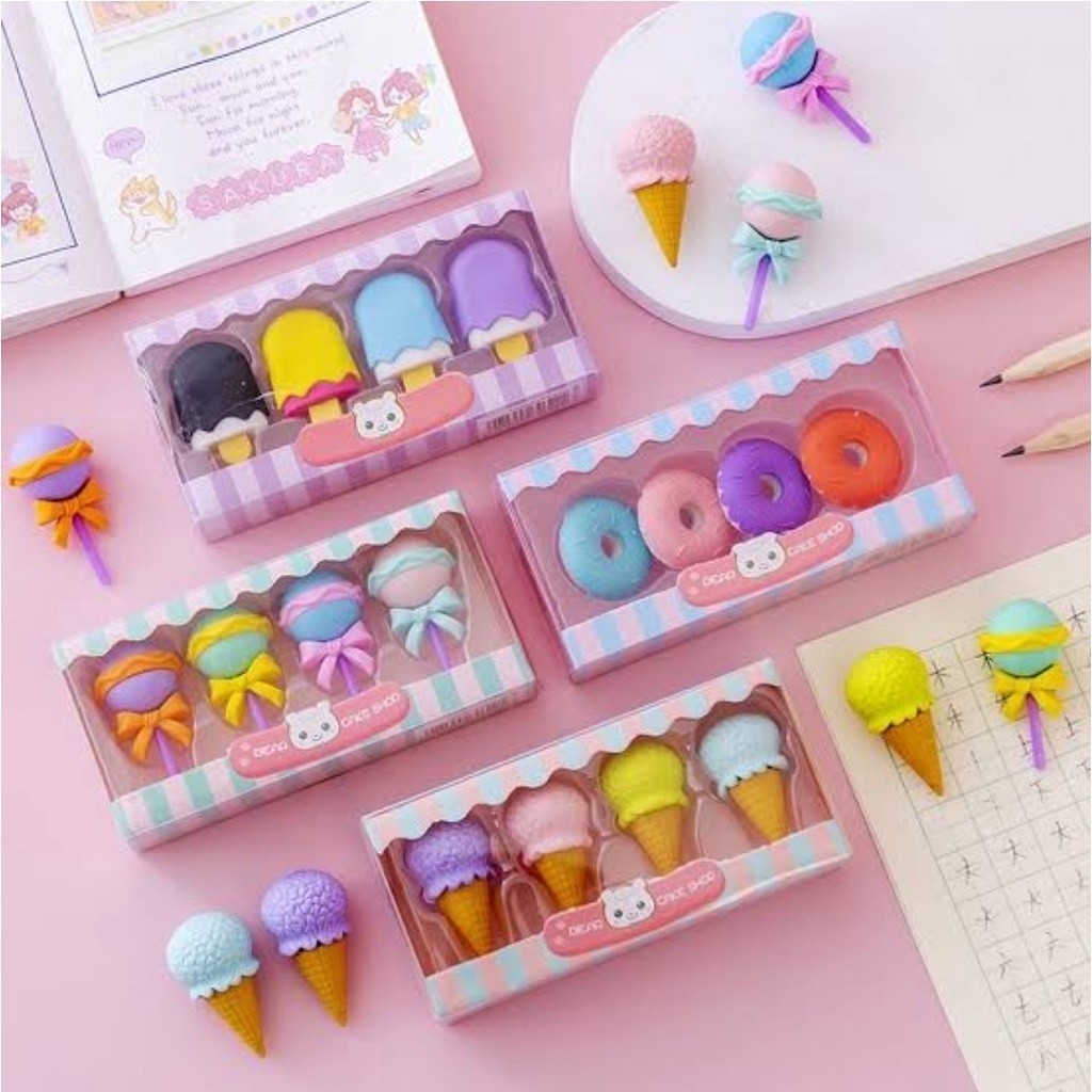 

Penghapus Pensil Karakter Sweet Shop Cone Lolipop Ice Cream Donut Set 4 837