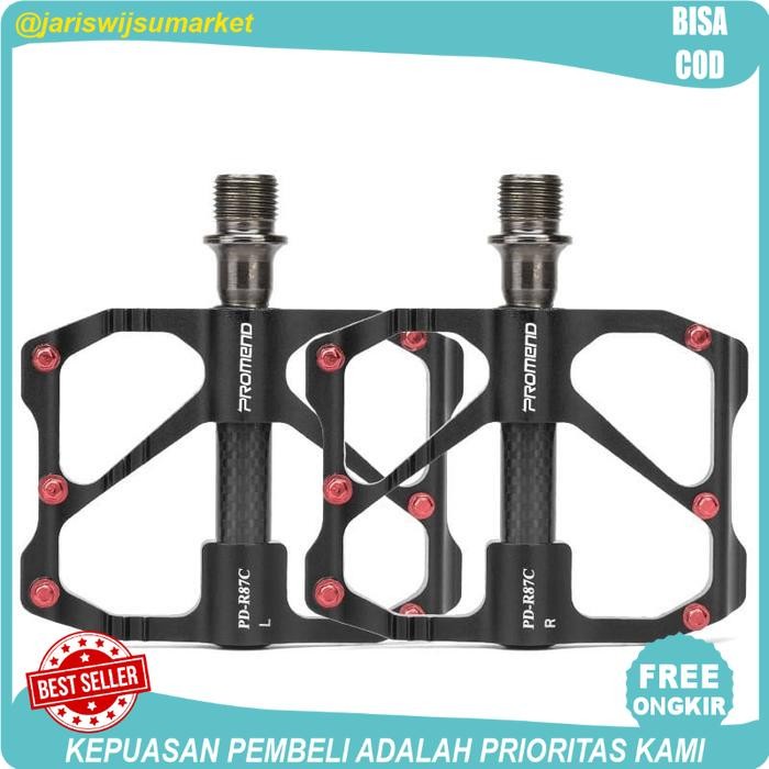 Promend R87C Pedal Sepeda Roadbike MTB 3 Sealed Bearing Ultralight Flat Wide Pedals Carbon Axis Tube