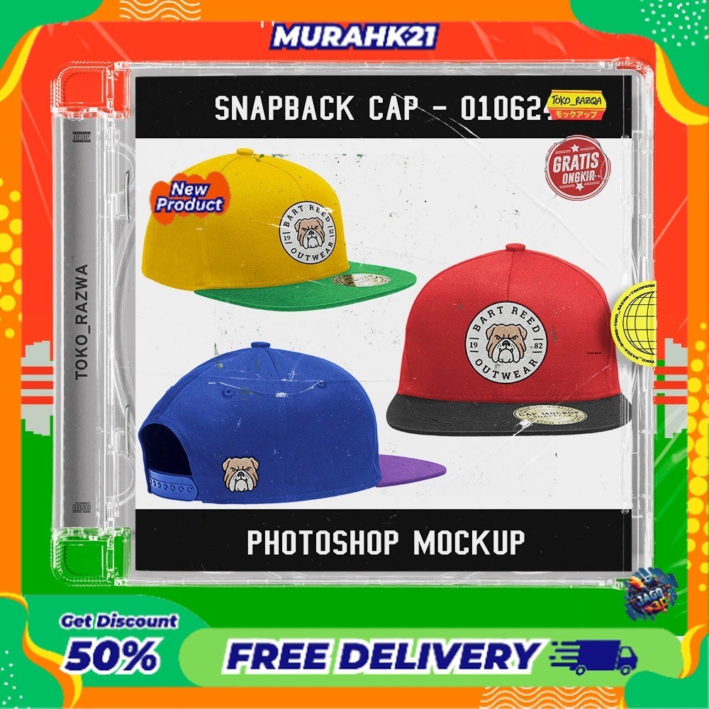 Photoshop Mockup - Snapback Cap - Topi Snapback - 010624 NEW MOCKUP