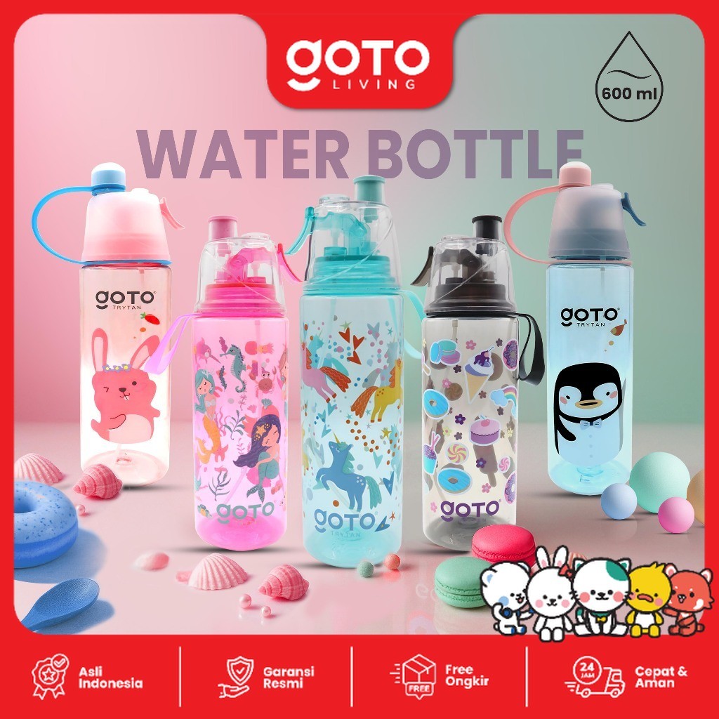 Goto Trytan Watter Bottle Botol Minum Anak Sedotan Lucu Karakter 600 ML