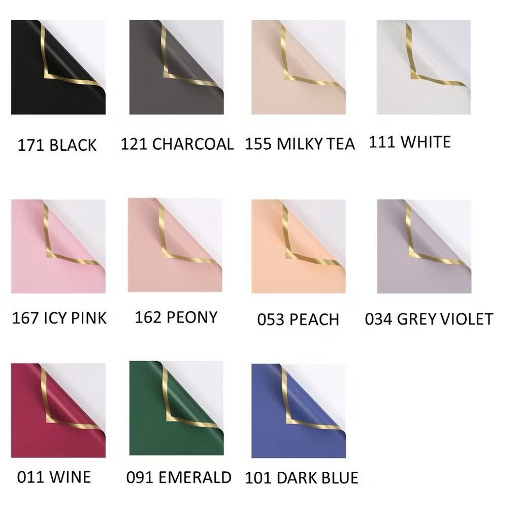 

(SYQ) Solid Color Gold Flower Wrapping Paper Varian List Gold Emas Kertas Buket Bunga Cellophane Florist Goldline | ERTAS WRAPPING WATERPROOF GOLDEN EDGE WRAPPING PAPER