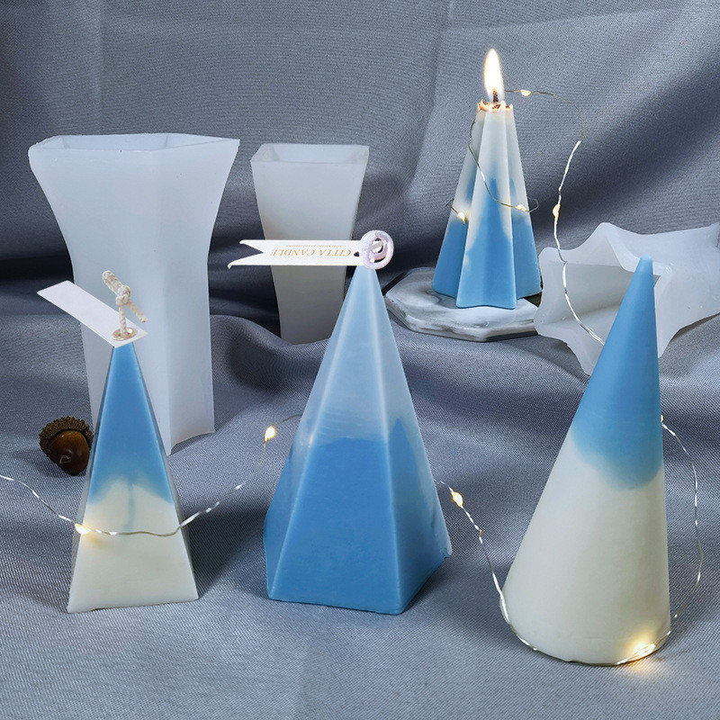 

New Hexagonal Round Cone Pyramid Aromatherapy Candle Silicone Mold Candle Making Mould Set for Home Decoration