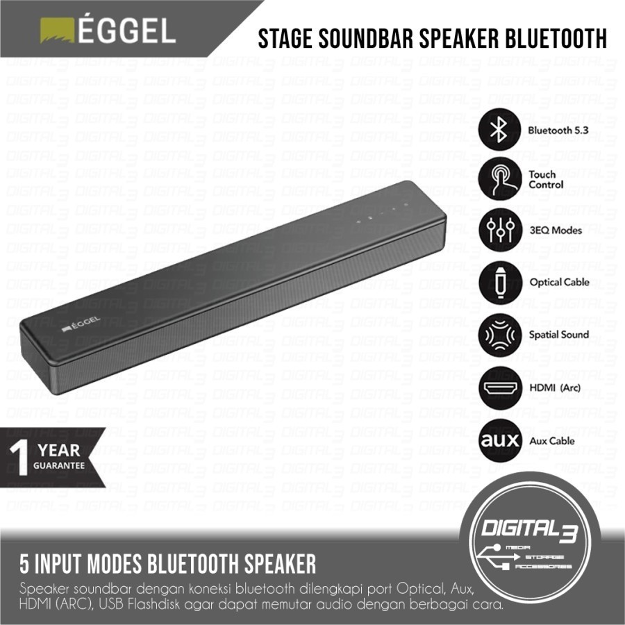 NewEGGEL Stage Soundbar Speaker Bluetooth Wireless Optical Aux HDMI (ARC) USB Built-In Wooferpremium