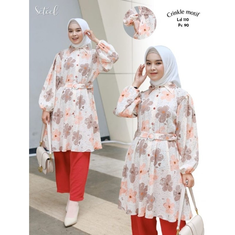 randamuda643officialSet Flora XL dan XXL/Set Tunik Motif Flora/Setcel Tunik Crinkle/one set tunik mu