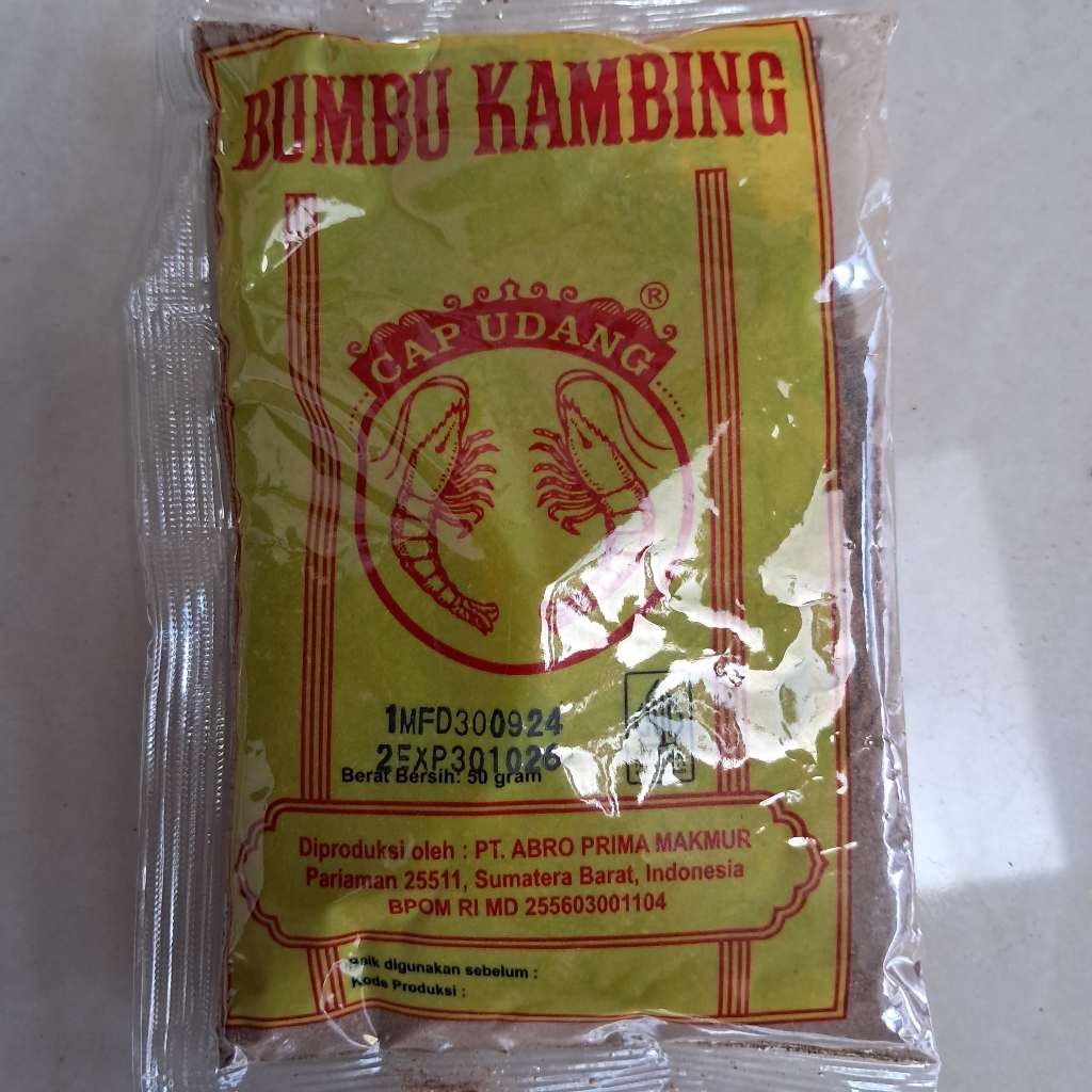 

Bumbu Kambing Cap Udang 500 Gram (10pcs x 50gr)