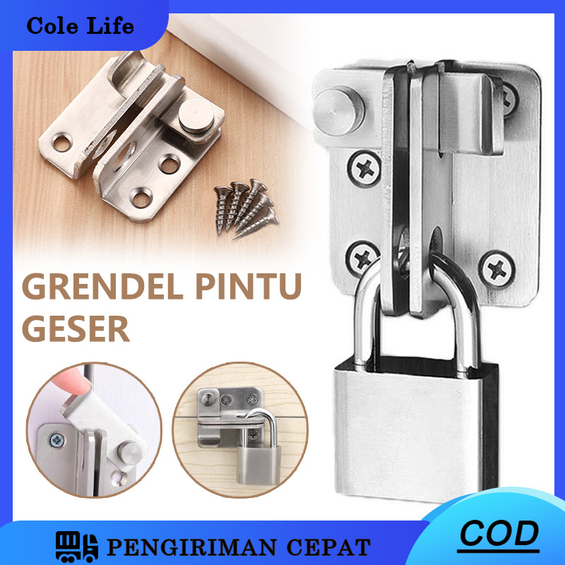 Grendel Pintu Geser /Slot Pintu Geser/Grendel Kait Slot Pintu Pipih Stainless