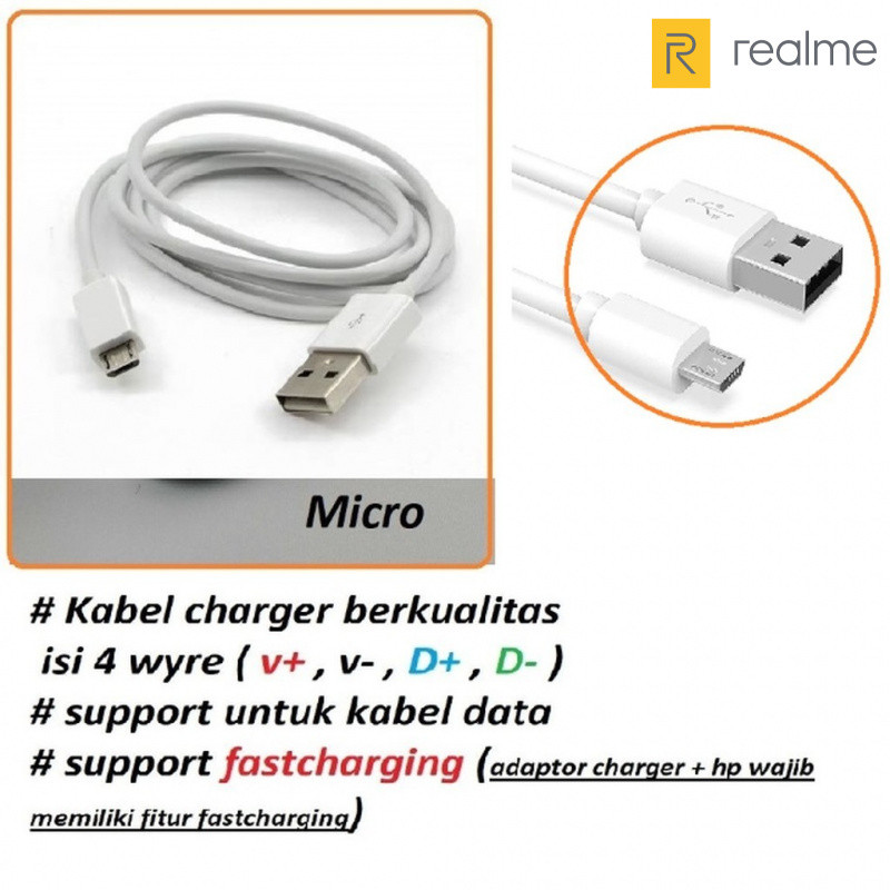 Usb micro  kabel charger realme 3 (RMX1821) - realme 3i (RMX1827) - realme 3 pro (RMX1851)
