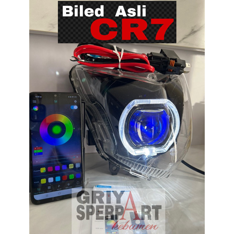 Lampu depan CBR CB 150 R Old Lama custume biled ASLI projector CR7 Devil RGB + Relay