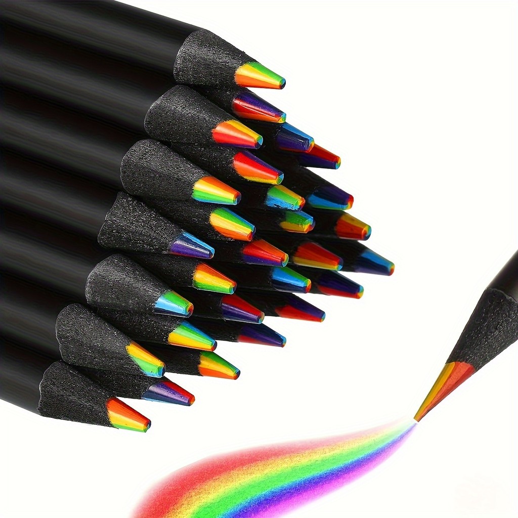 

12/24/36/48Pcs 7 Colors Rainbow Pencils 3.3mm Colored Pencils For Art Drawing Coloring Halloween Thanksgiving Gift