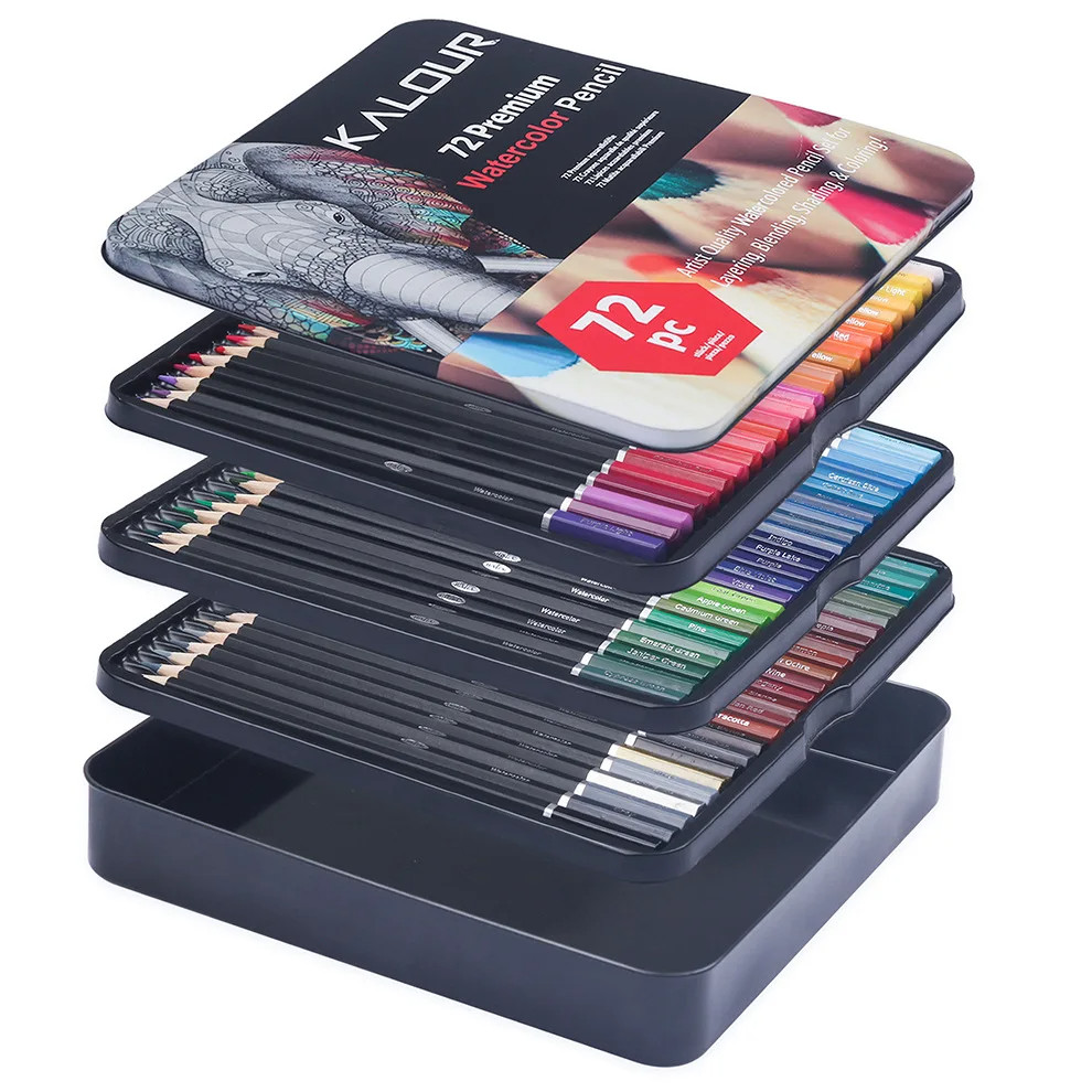 

72Colored Pencils Set with Metal Tin-Dual Tip Watercolor&Oil-Based Art Pencils for Drawing Sketching Coloring for Premium Artist