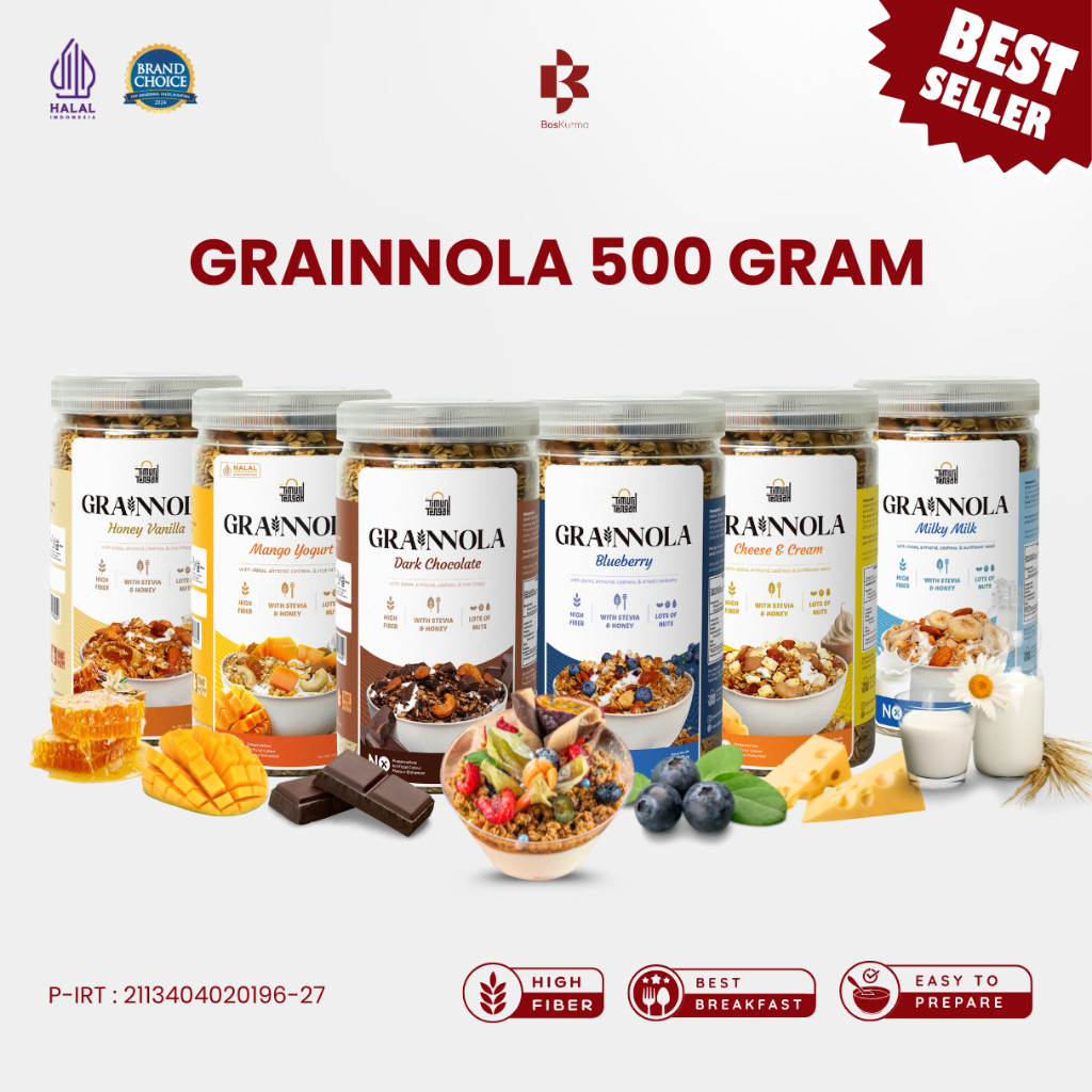 

Grainnola Timur Tengah 500 Gram - Granola Sereal Sarapan Oatmeal Cemilann Diet