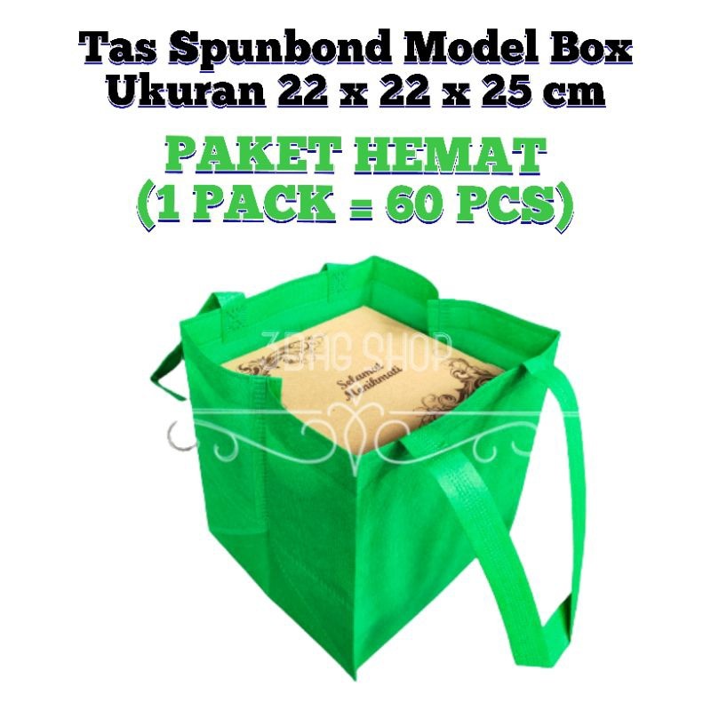 

(1 PACK = 60 PCS) Goodie Bag Tas Hajatan Spunbond 22x22 cm Tinggi 25 cm / Tas Box Nasi / Tas Hajatan / Goodie Bag / Tas Hampers / Shopping Bag / Tas Promosi