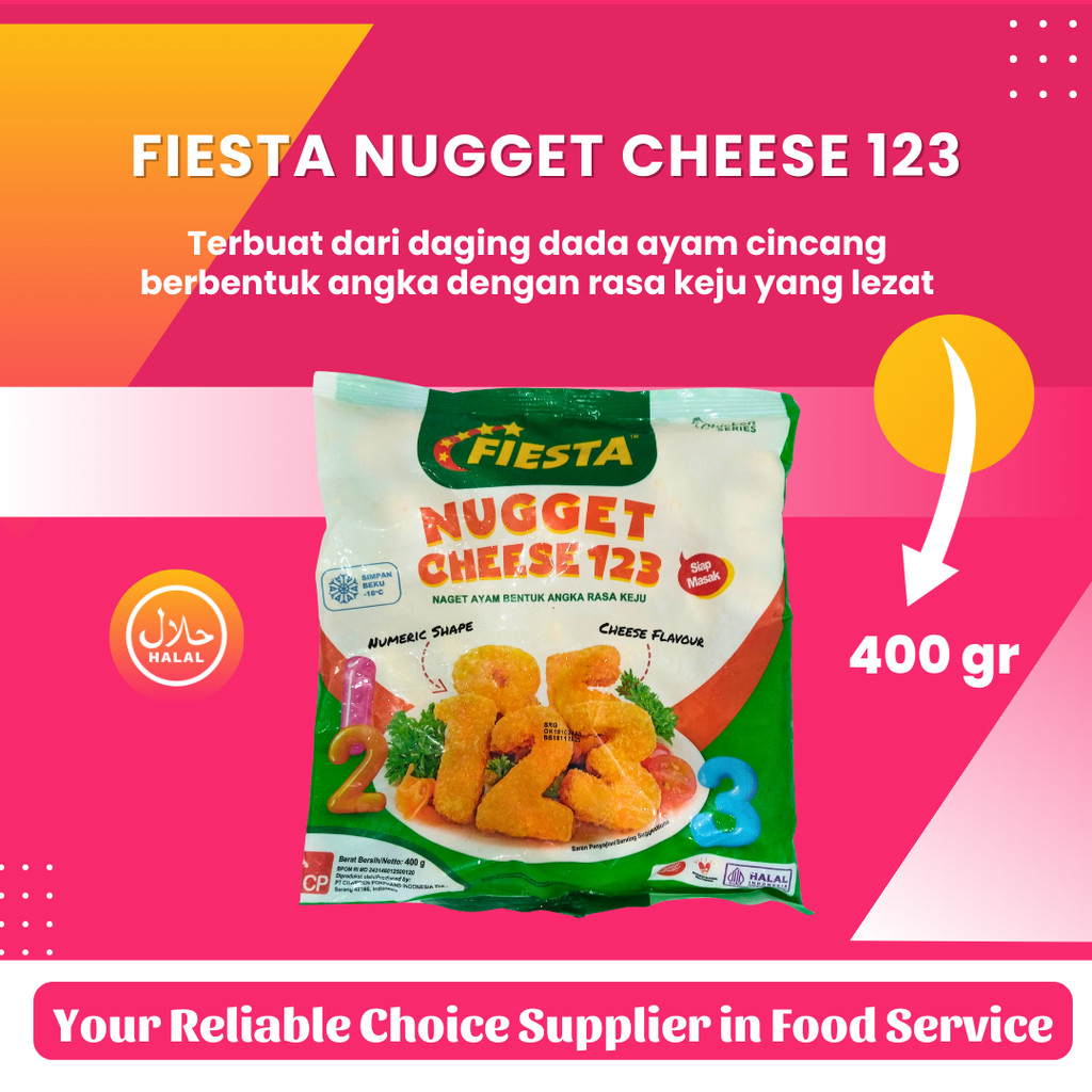 

Fiesta Cheese 123 Nugget Ayam Bentuk Angka Rasa Keju 400 gr/ Fiesta Nugget Cheese 400 gr