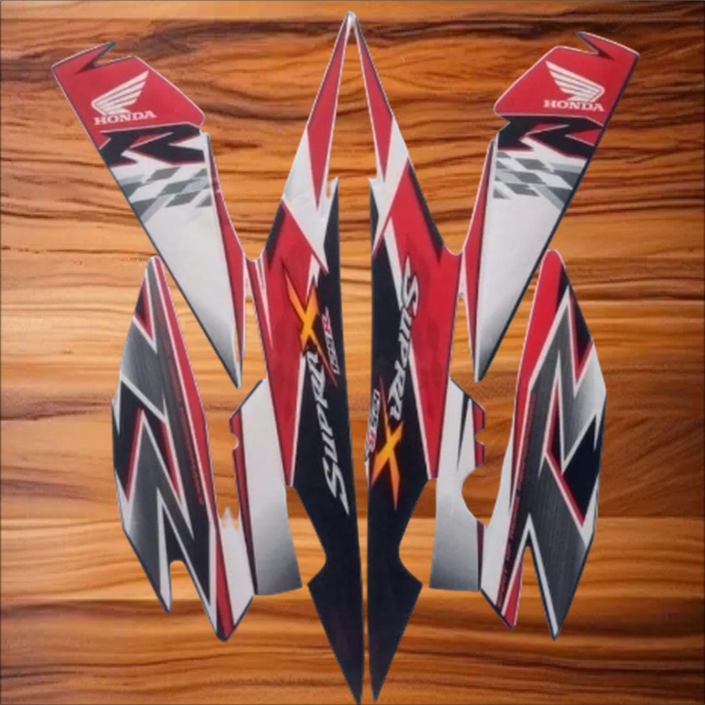 STRIPING SUPRA X 125 R 2010 HITAM PUTIH MERAH, striping honda supra x 125 2010