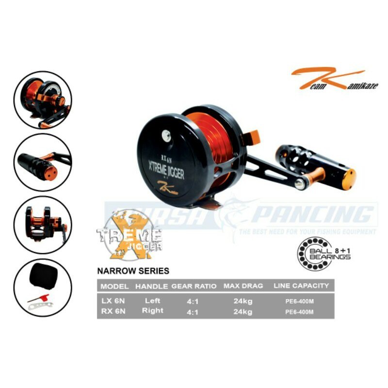 RELL OH TEAM KAMIKAZE EXTREME JIGGER LX 6 & RX 6 Narrow Series (Jigging) | ALAT PANCING | GULUNGAN P