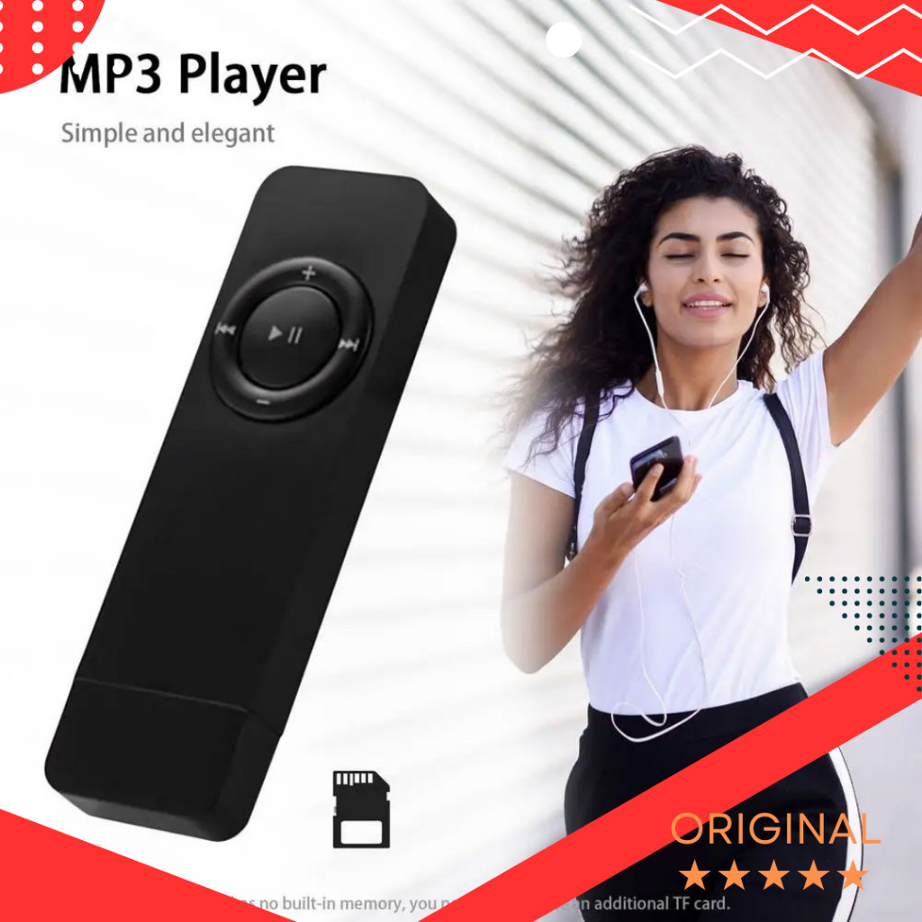 HIPERDEAL Portable Mini MP3 Player Support Micro SD TF Card Warna HITAM  [COD] BAYAR DITEMPAT ORIGIN