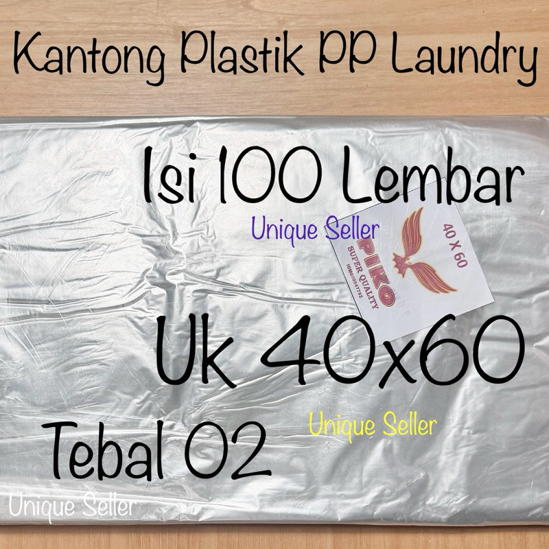 [Isi100] Plastik Laundry PIKO 40x60 Tebal 02 / Kantong Plastik PP Uk 40 x 60 x 02 / Plastik Opp Tipi