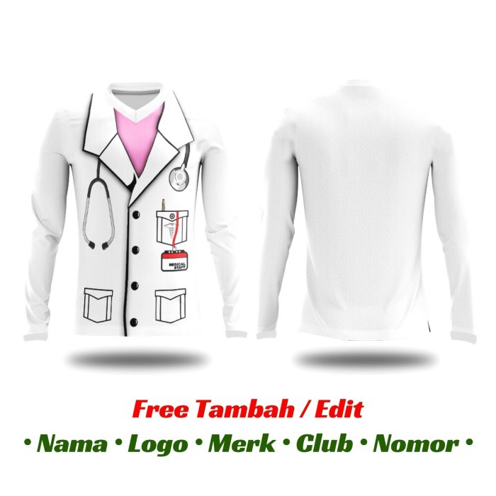 Terlaris ✨ -Jersey Baju Kaos Kostum Seragam Jas Dokter Olahraga Dryfit | DOKTER - Biru, XS