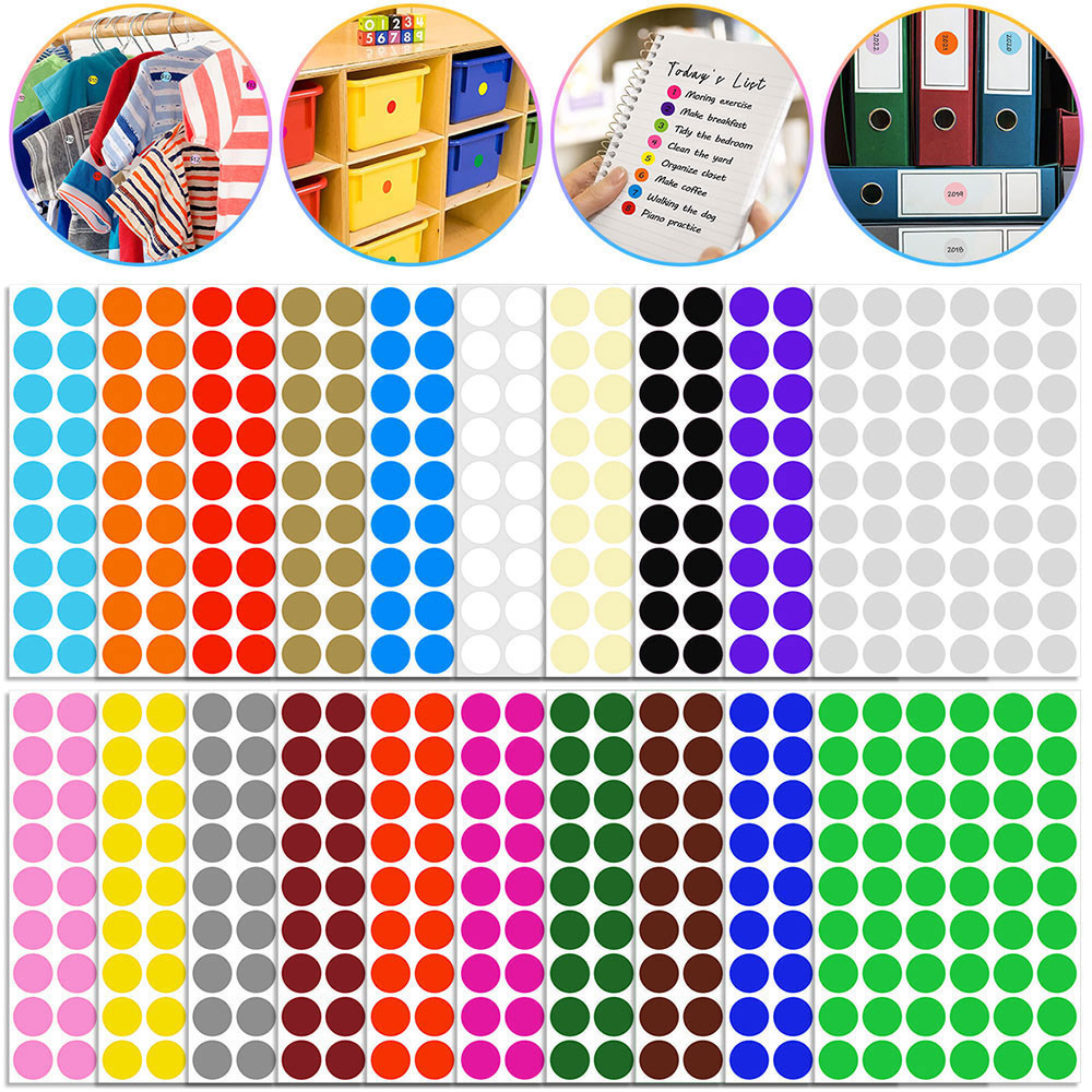 

10/20sheets Round Circle Dot Stickers Student Coding Labels Puzzle DIY Sticker Painting Kids Craft Toys Gifts 20 Colors