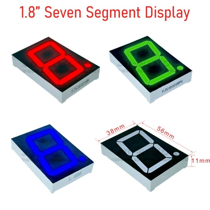 AMD99 1.8" Seven Segment Display 1 Digit 7-Segment 1,8 inch LED Digital Tube - Merah, Common Chatode