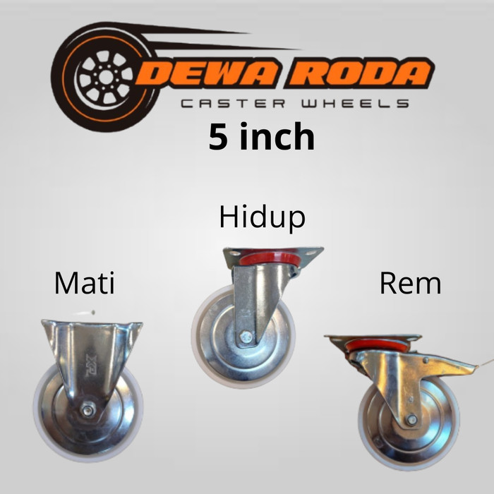 Roda Troli 5 Inch Nilon PP Putih