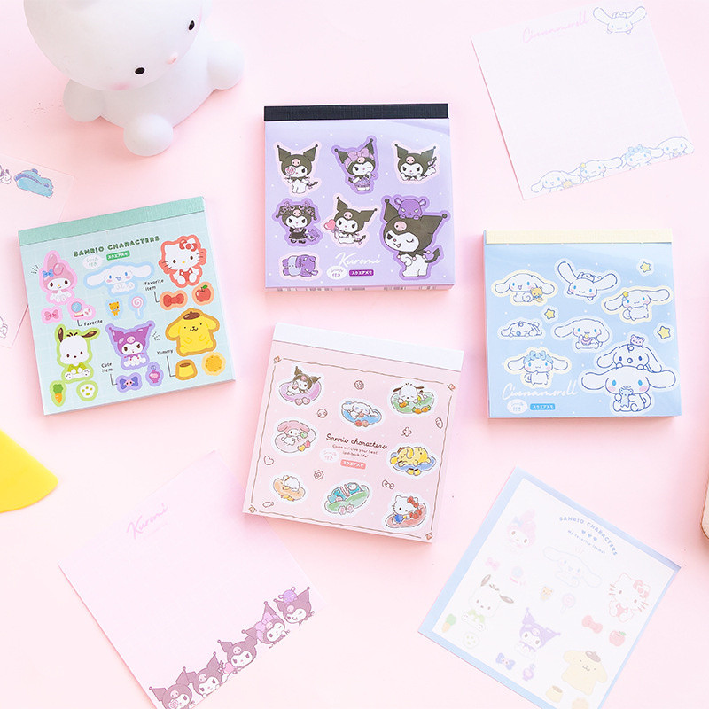 

12pcs/lot Sanrio Kuromi Kitty Memo Pad Cinnamoroll Sticky Note Stationery Label Notepad Planner Sticker Post School Supplies