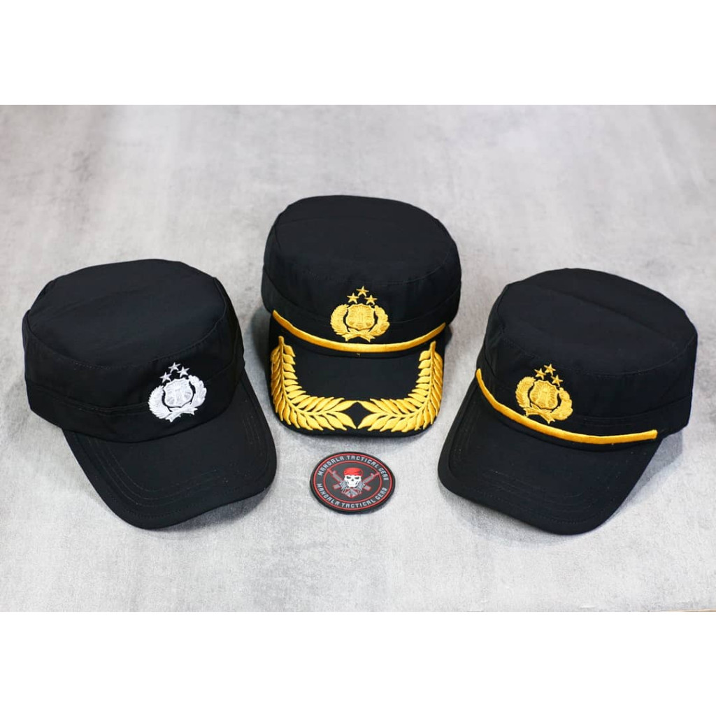 Topi komando polri hitam premium/ topi komando polri bahan lubster
