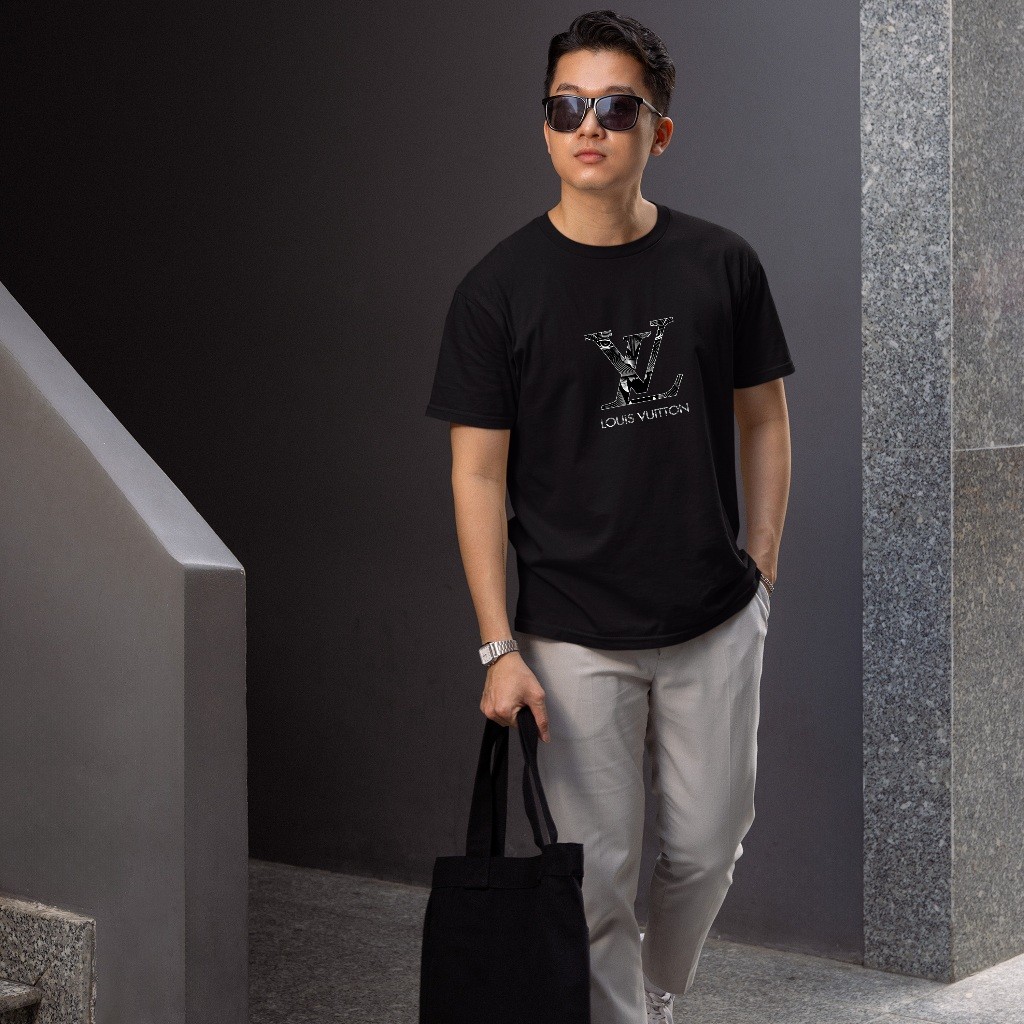 RJ6 Baju Kaos Cowok Distro Keren Terbaru Motif LV Custom