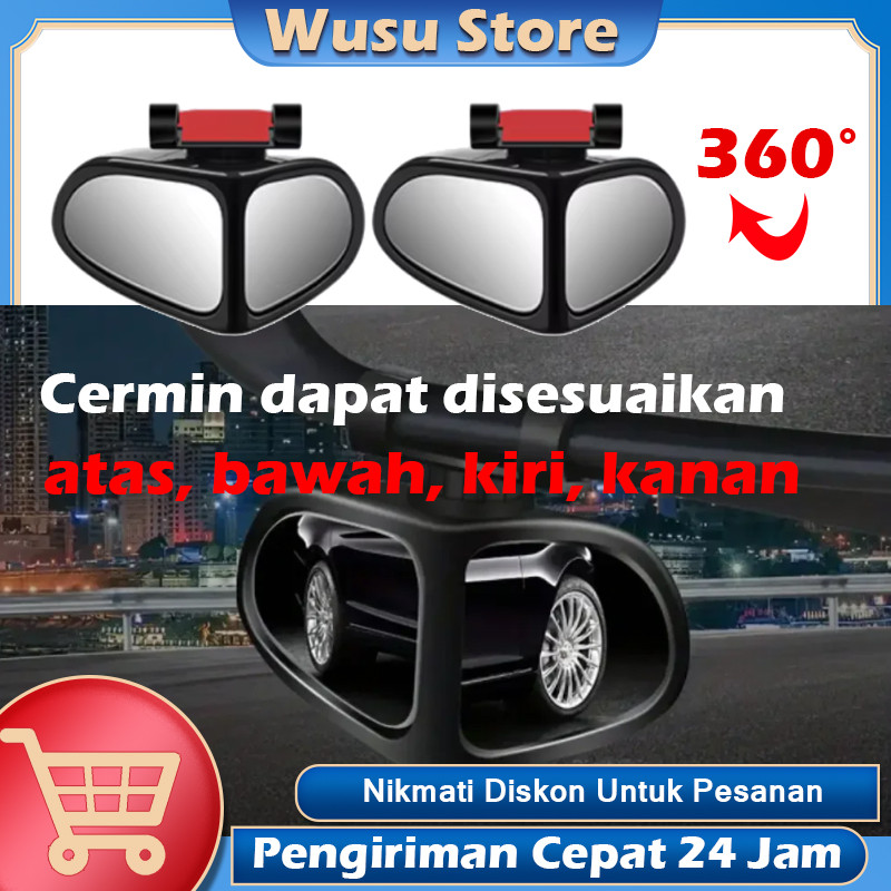 Spion Mobil Kaca Spion Kejernihan Tinggi 360° Adjustable Rotatable Car Blind Spot Mirror Truk