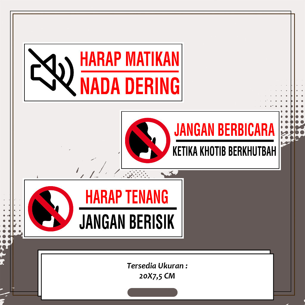 

Stiker Himbauan Harap Tenang | Jangan Berisik | Matikan Hp VInyl Anti Air Peringatan Kantor Rumah