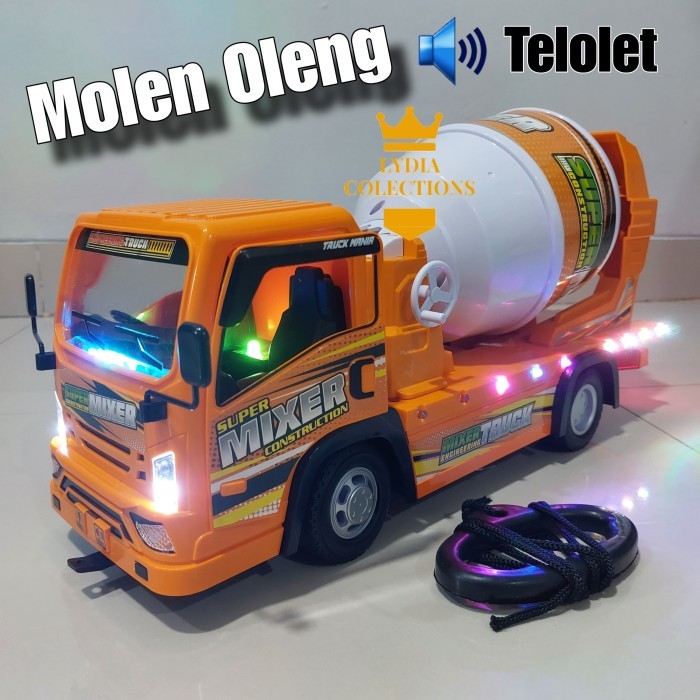 MAXH Mainan Truk Basuri Oleng Telolet Jumbo Lampu Bisa Tarik - MOLEN ORANGE