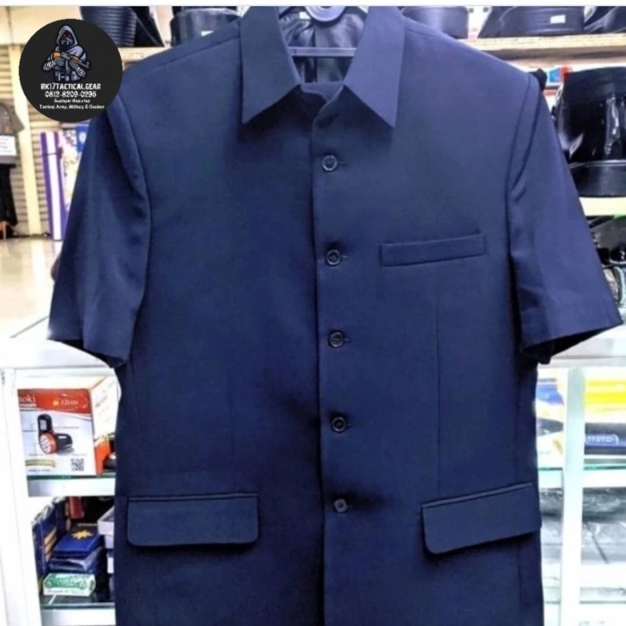 BEST SELLER Baju Safari PSH Guru Dongker | Seragam PSH Guru Navi | Baju Safari PSH - Navy, L