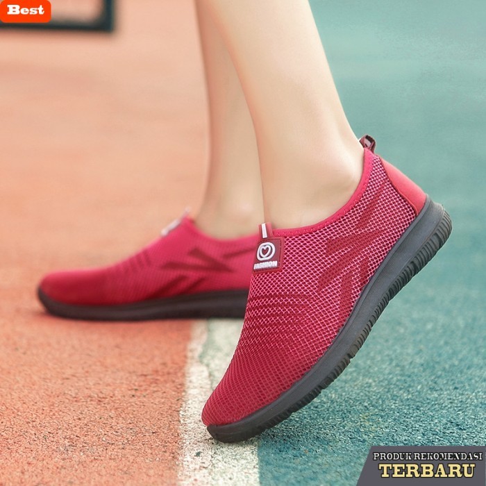 sepatu olahraga wanita 35-41 Sepatu Sneakers Tanpa Tali Wanita Running Kasual Sepatu Sport