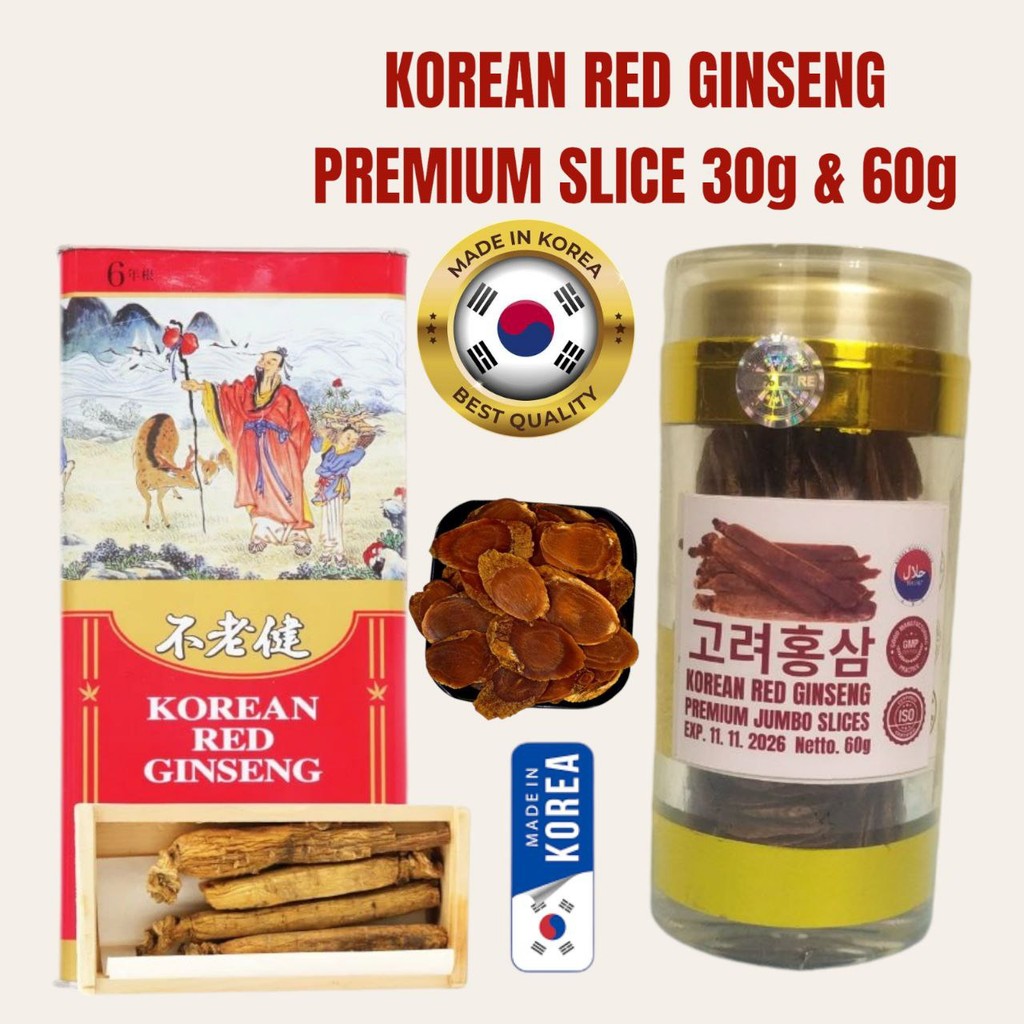 KOREAN RED GINSENG SLICE 60g KOLESOM GINSENG MERAH SLICE KOREA PREMIUM JUMBO 韩国红参特大片 [ ORIGINAL KORE