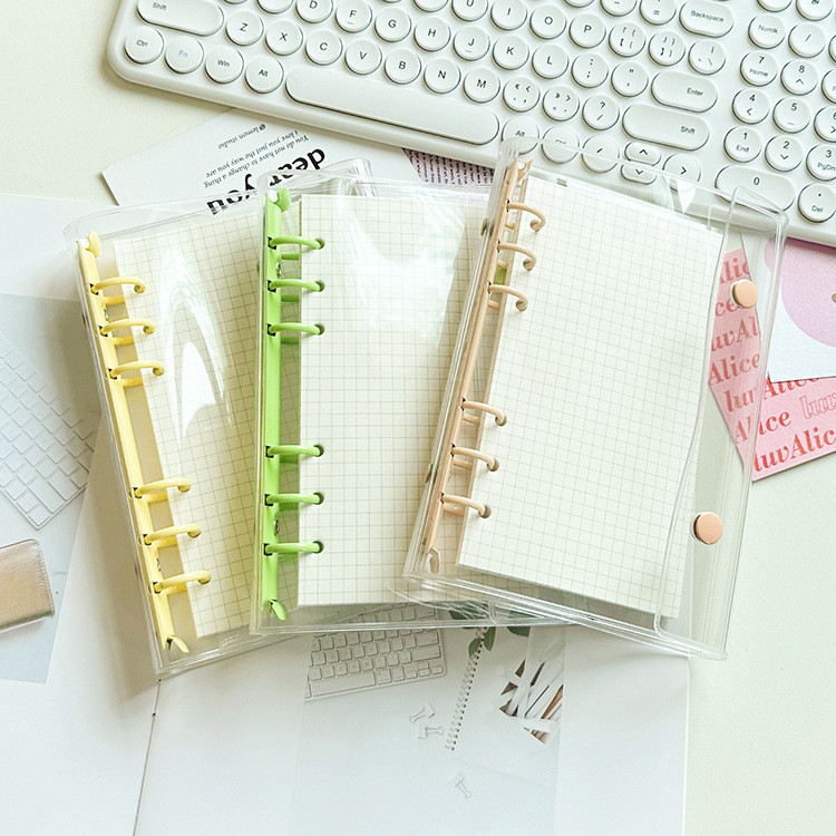 

A6 Colorful 6Hole Double Button Binder Notebook Cover with Inner Diary Agenda Planner Paper Cover School Stationery