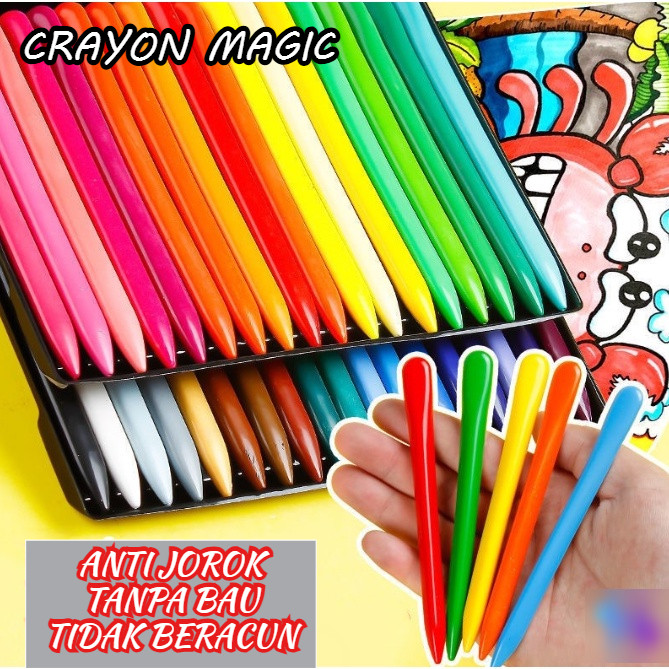 

Crayon Magic Anti Jorok Anti Patah Viral Non Toxic Crayon Anti Air Alat gambar gk