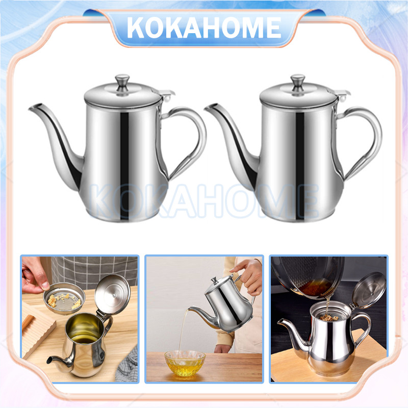 teko minyak goreng/ceret stainless oil pot kapasitas/teko penyaringan minyak