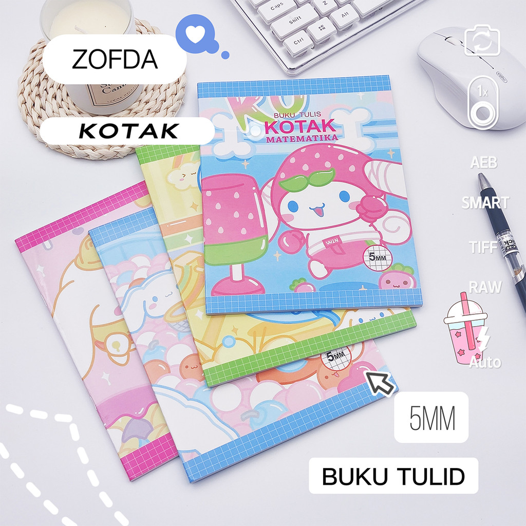 

5mm Grid Kartun Notebook 38 Lembar Buku Tulis Anak Buku Kotak Kecil Notebook Matematika Sekolah - 5/10PCS