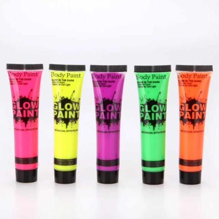 10 Ml Cat Lukis Badan Wajah Cair Body Face Painting Glow in the Dark - 1Pc Kuas Random