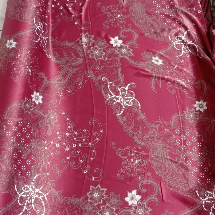 kain bahan batik silk semi sutra 1 meter - Merah