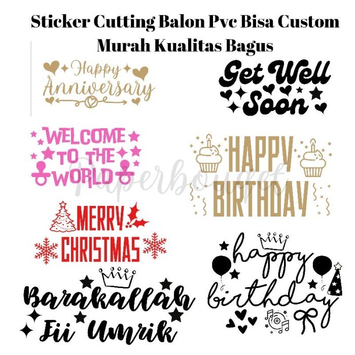 

RB001 Sticker Cutting Custom Tulisan Balon Pvc/ Sticker