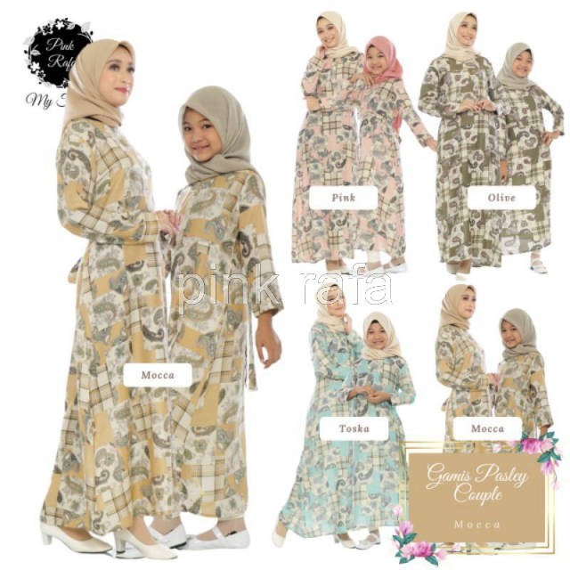 pink rafa - Gamis couple seragam ibu anak keluarga