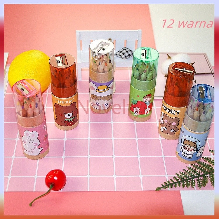 

Novelty Pensil Warna Dan Peraut Pensil Warna Set 12 Warna/Set Pensil Warna dan Rautan 12 Paket