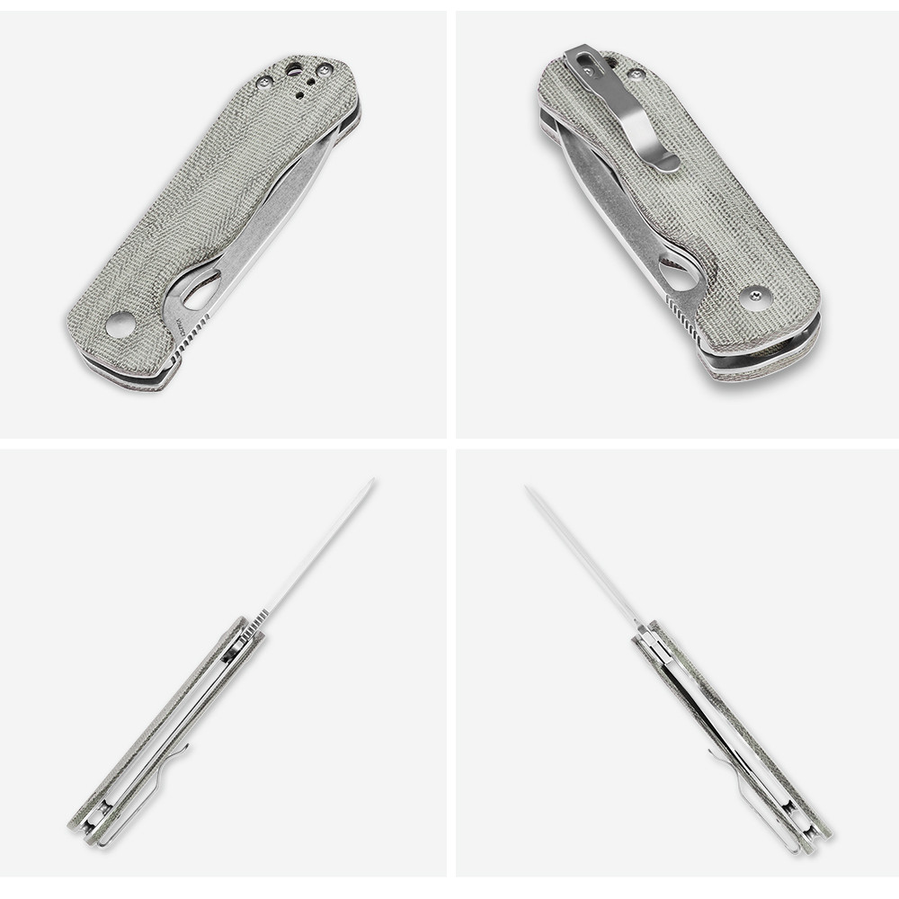 Kizer Pocket Folding Knife Bugai V3627C1 2023 New Green Micarta Handle with 154CM Steel Blade Multif