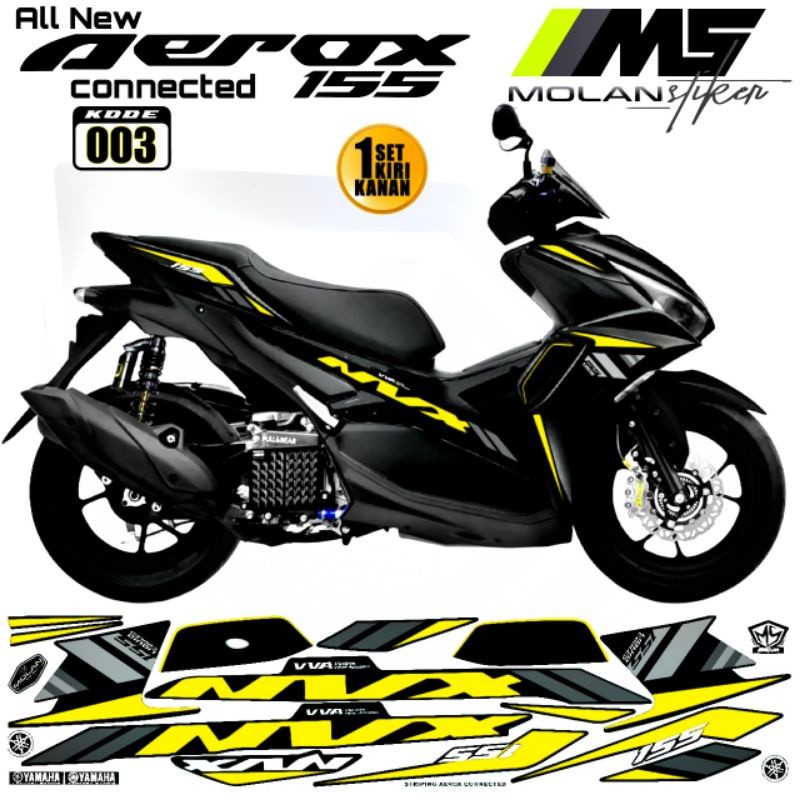 Decal Sticker Striping Variasi Aerox New NVX 155 All New Aerox 155 Connected Aerox 155 Kuning