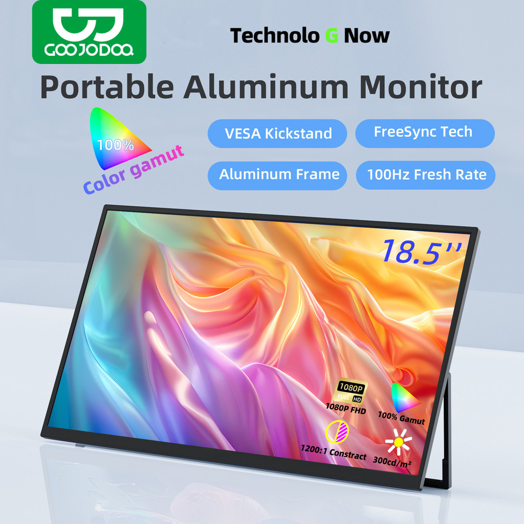 Goojodoq Expansion Screen 18.5-inch Monitor Wide angle IPS Screen Excellent 1080P FHD Vivid Image Ul
