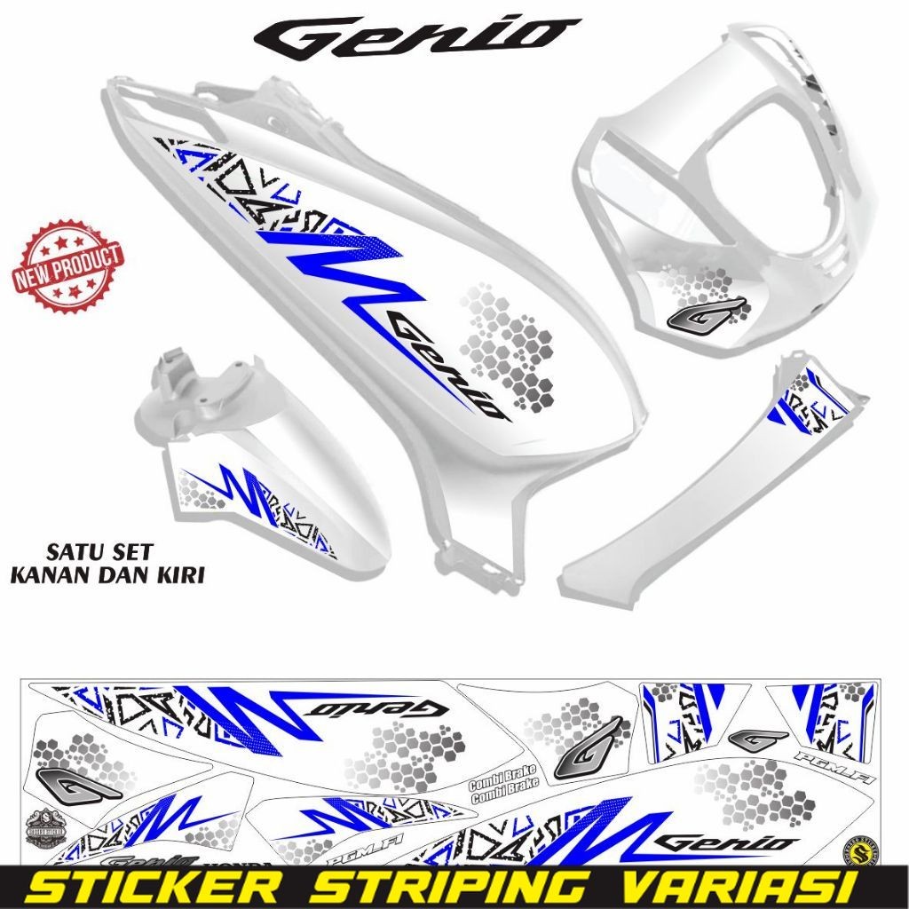 VARIASI MOTOR LIST STRIPING VARIASI GENIO / STIKER MOTIF TERLARIS MOTOR GENIO STIKER STRIPING