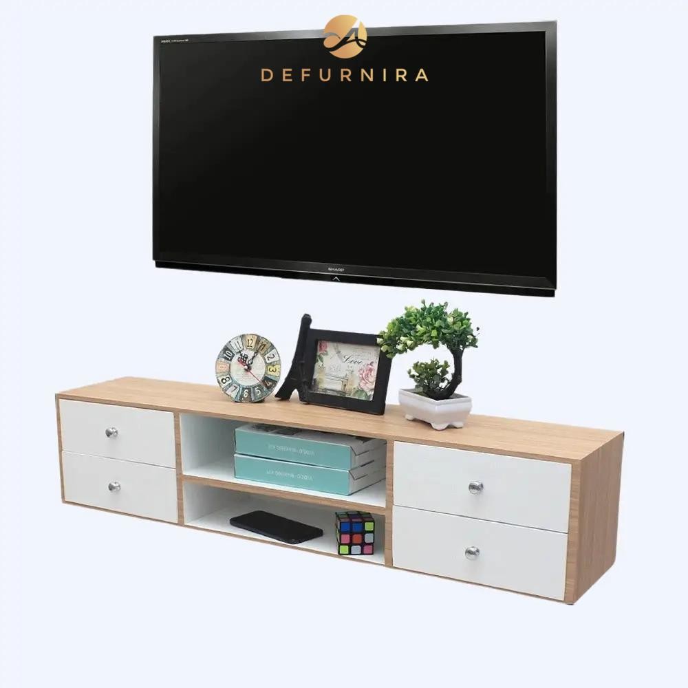 Defurnira Rak TV Dinding 4 Laci Minimalis / Meja TV Tempel Dinding 100x20 cm