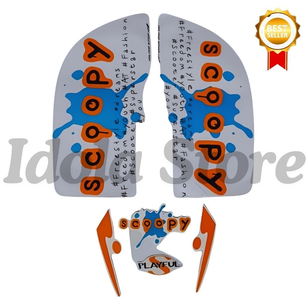 Stiker Striping Honda Scoopy PLAY FULL 2017 Putih Biru List Body Motor Scoopy Play Full 2017